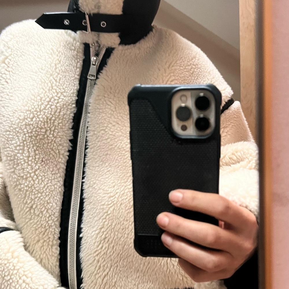 Zara Black and Cream Sherpa Jacket